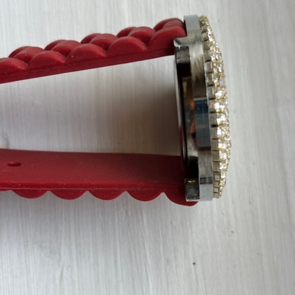 FICARO COUTURE Dark Red Silicone Band White Mother Of Pearl Dial Crystal - Picture 8 of 8